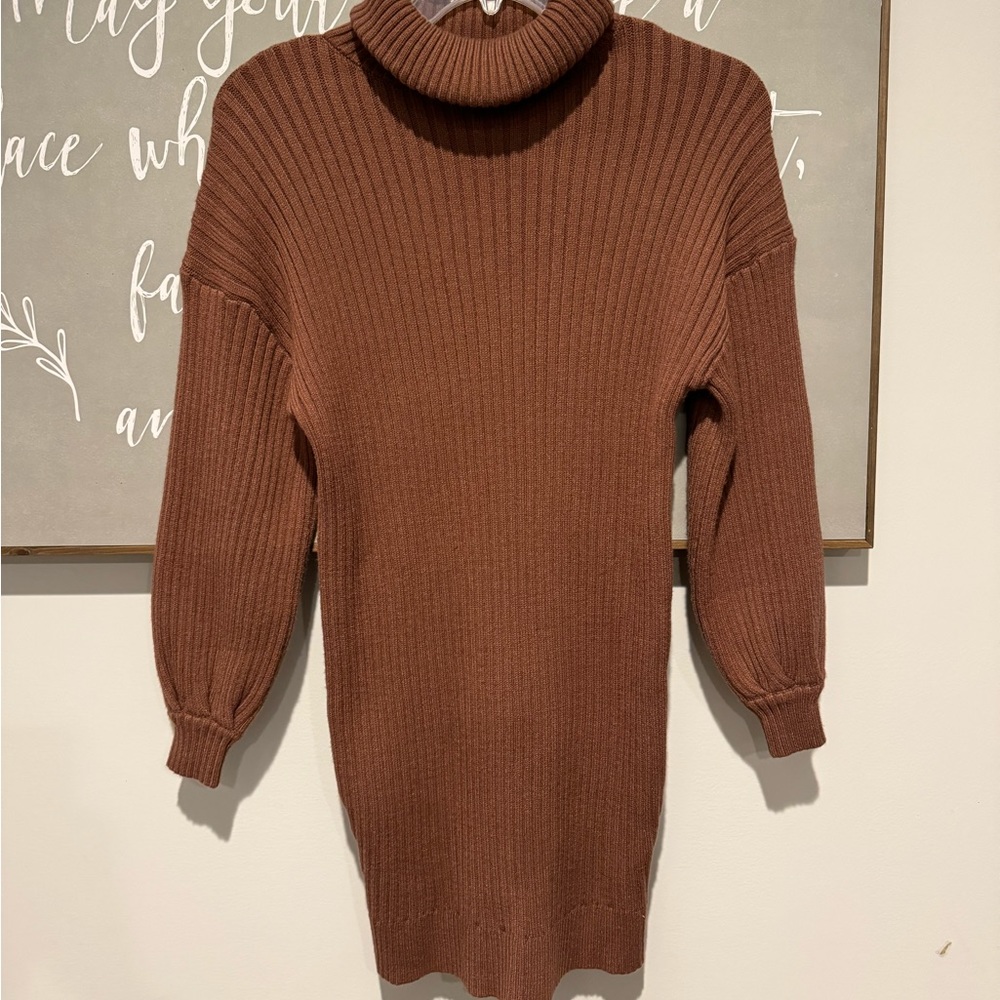 Caramel Long Sleeve Sweater Dress